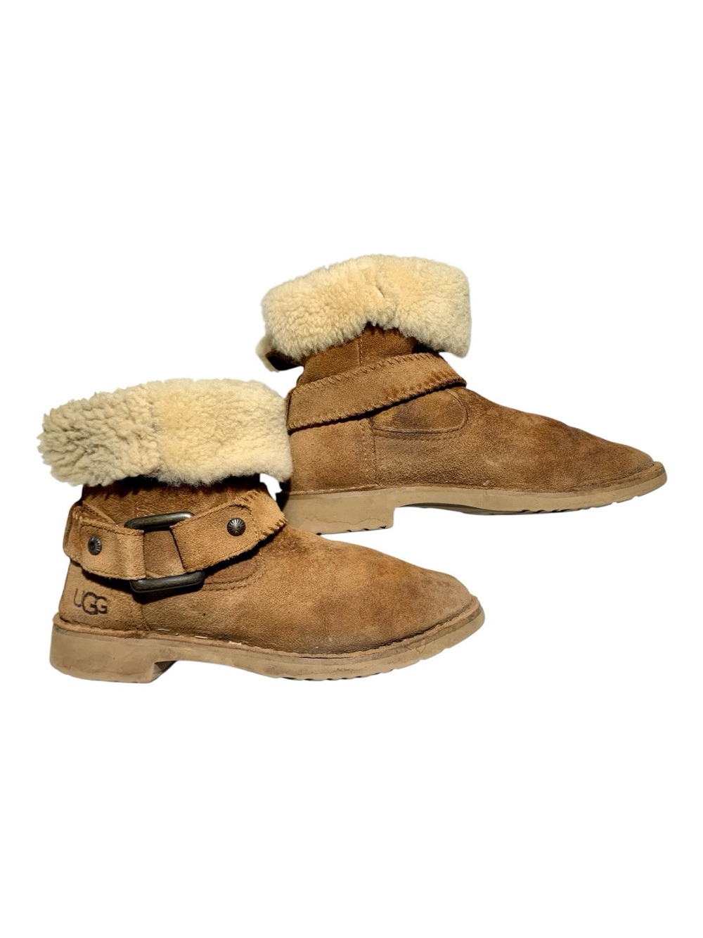 Women UGG Cedric Suede-Shearling Biker Boots Size 7